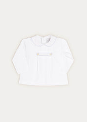 Long Sleeve Peter Pan Collar Top in White (6mths-2yrs) TOPS & BODYSUITS  from Pepa London