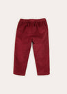 Plain Pocket Detail Trousers In Red (18mths-3yrs) TROUSERS  from Pepa London