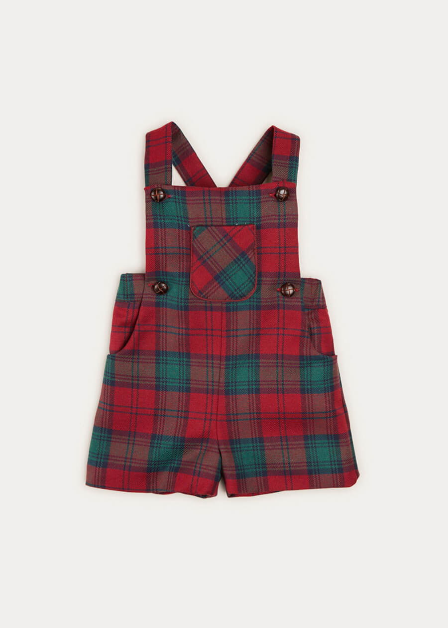 Tartan Short Pocket Front Dungarees In Red (18mths-3yrs) DUNGAREES  from Pepa London
