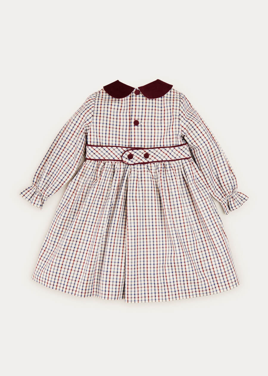 Ebury Check Peter Pan Collar Belted Dress In Beige (2-10yrs) DRESSES from Pepa London
