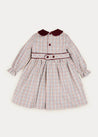 Check Peter Pan Collar Belted Dress In Beige (2-10yrs) DRESSES  from Pepa London