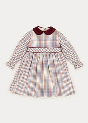 Ebury Check Peter Pan Collar Belted Dress In Beige (2-10yrs) DRESSES from Pepa London