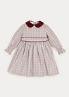 Check Peter Pan Collar Belted Dress In Beige (2-10yrs) DRESSES  from Pepa London