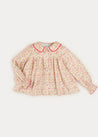 Floral Frill Collar Long Sleeve Blouse In Pink (12mths-10yrs) BLOUSES  from Pepa London