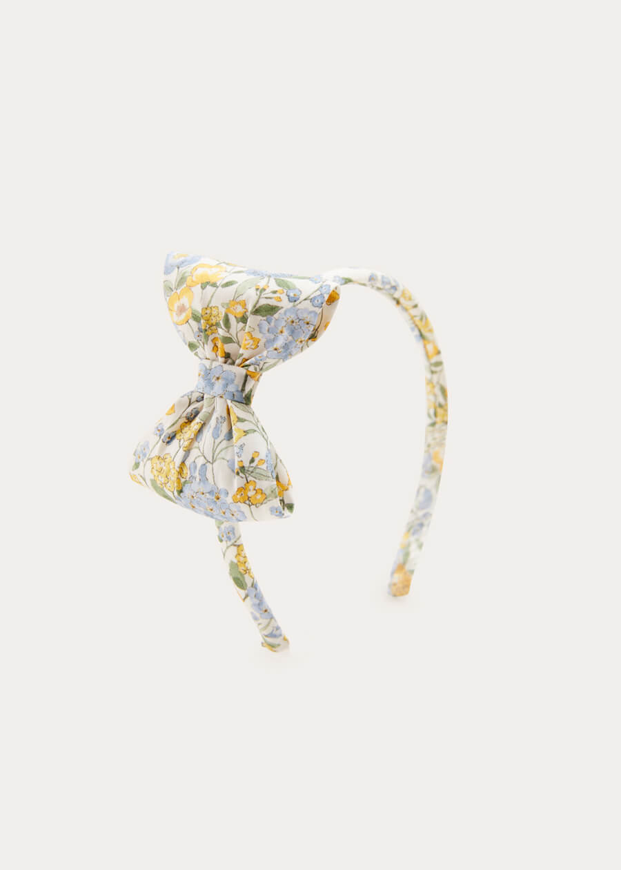 Floral Medium Bow Hairband In Mustard HAIR ACCESSORIES  from Pepa London