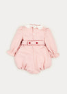 Handsmocked Ruffle Collar Romper In Rose Pink (6mths-2yrs) ROMPERS  from Pepa London