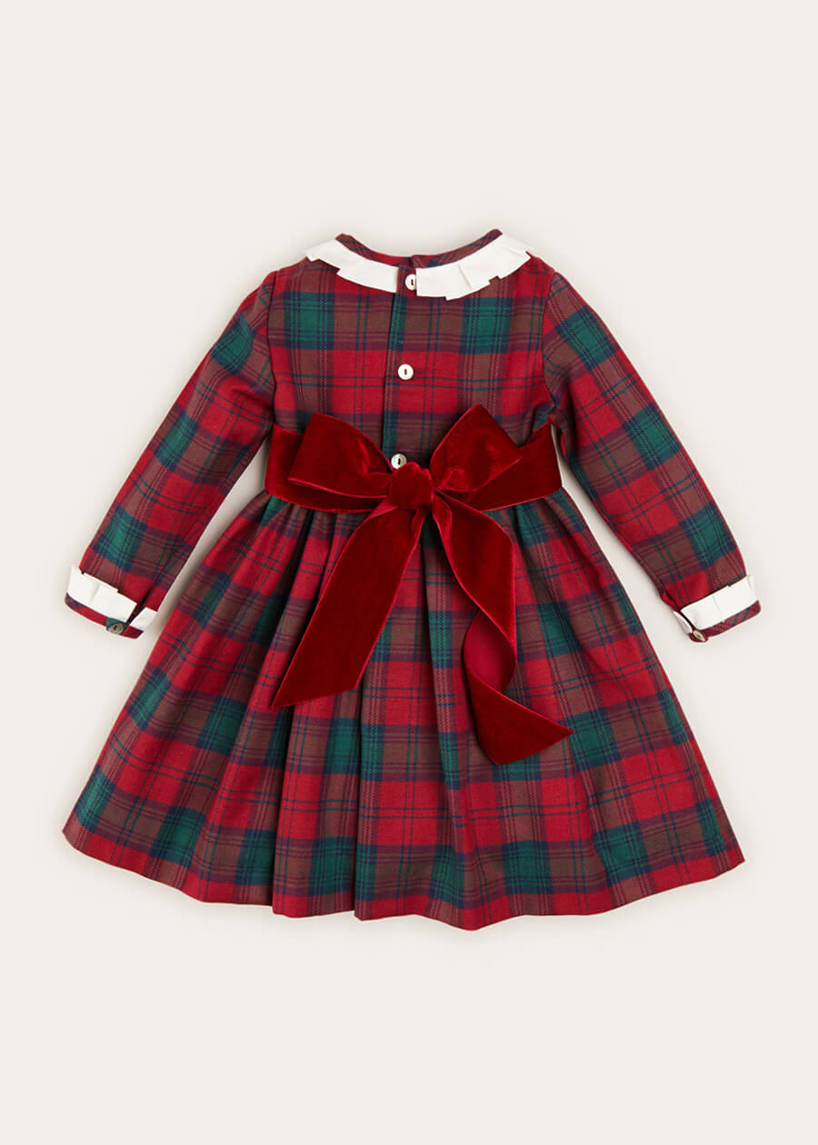 Tartan Peter Pan Collar Belted Dress In Red (12mths-10yrs) DRESSES  from Pepa London
