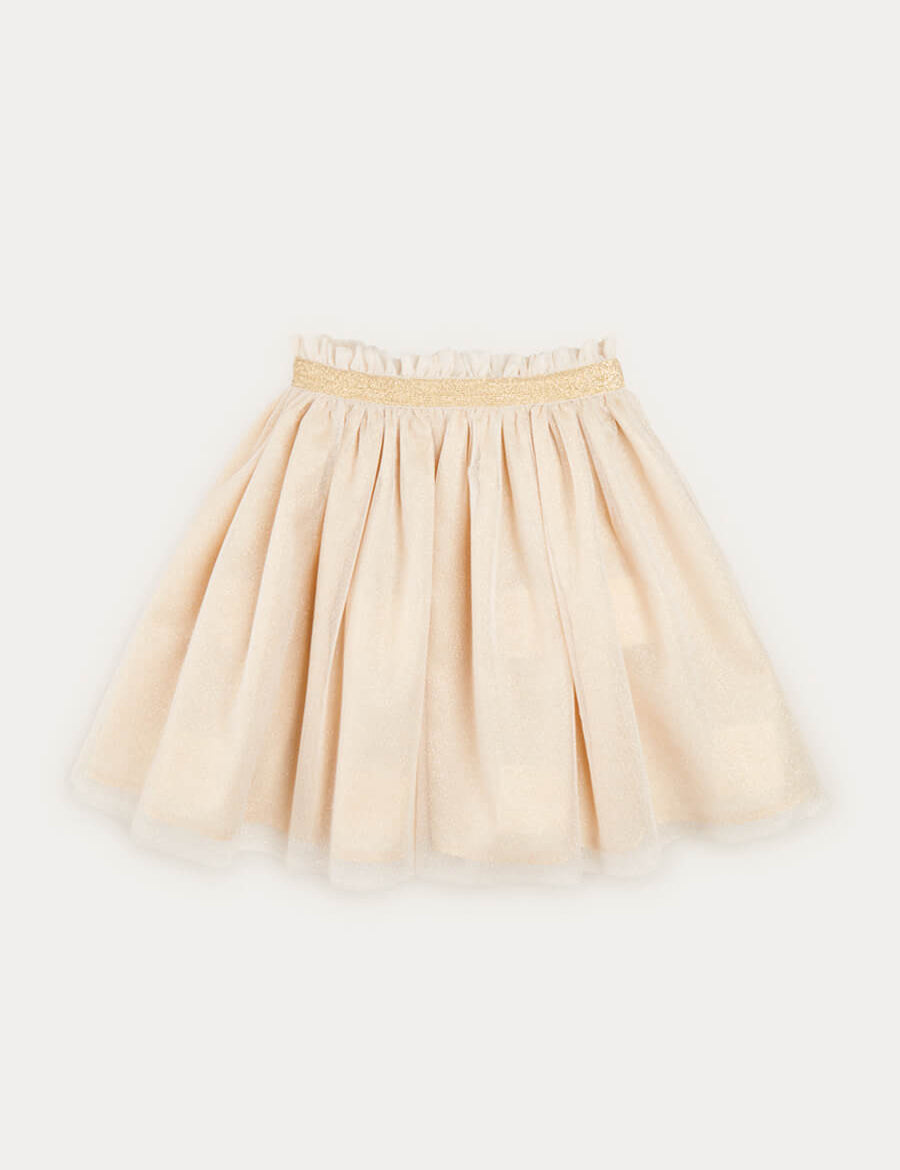 Tulle Glittery Skirt in Gold (18M-10Y) SKIRTS from Pepa London