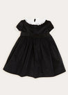 Velvet Handsmocked Short Sleeve Velvet Dress In Black (2-10yrs) DRESSES  from Pepa London