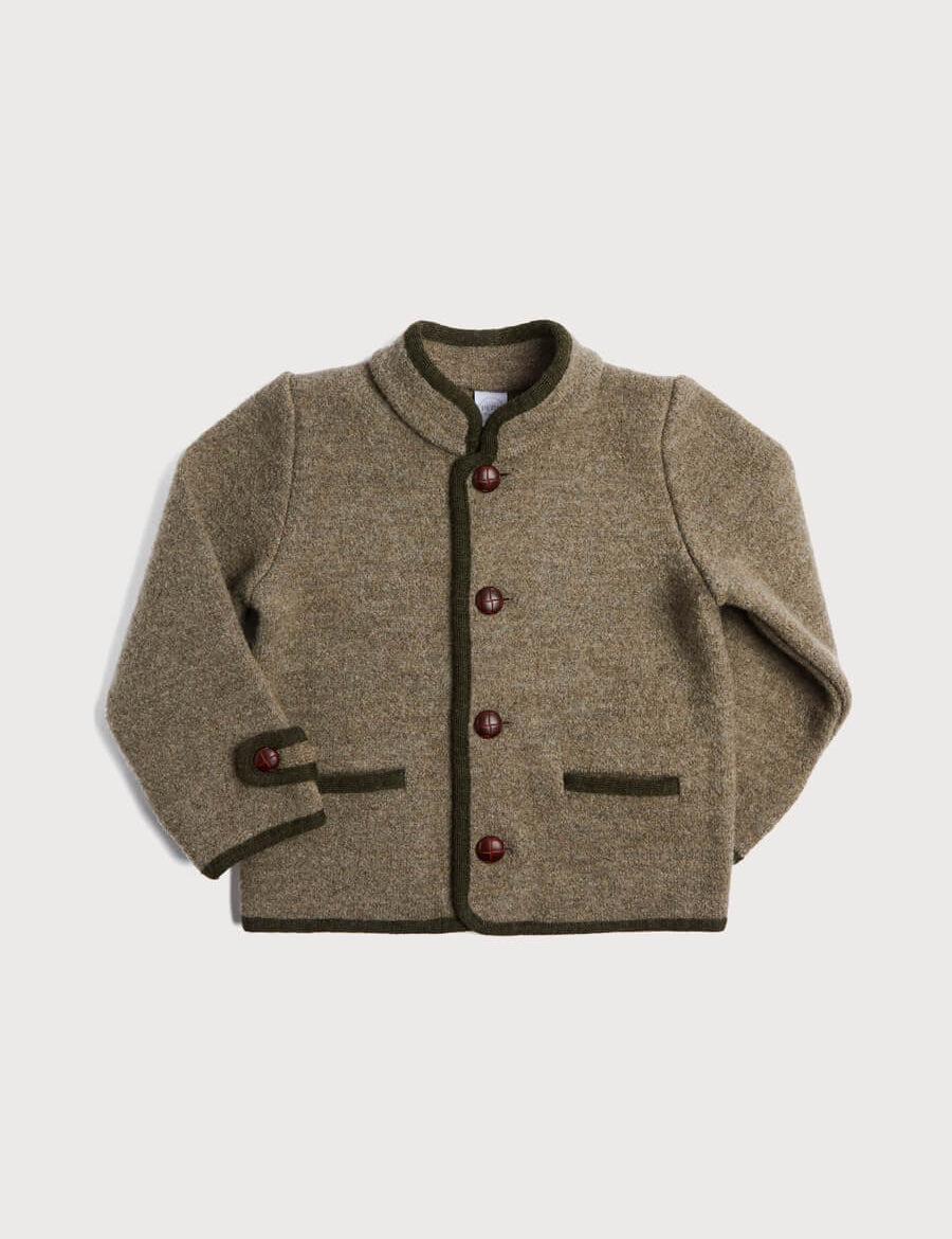 Austrian Single Breasted Contrast Trim Jacket in Brown (18mths-10yrs) Coats from Pepa London