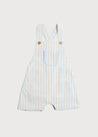 Baby Chest Pocket Striped Dungaree in Baby Blue & Beige (3-12mths) Dungarees  from Pepa London