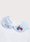 Bicycle Embroidered Collar Bodysuit in White (3mths-2yrs) Tops & Bodysuits  from Pepa London