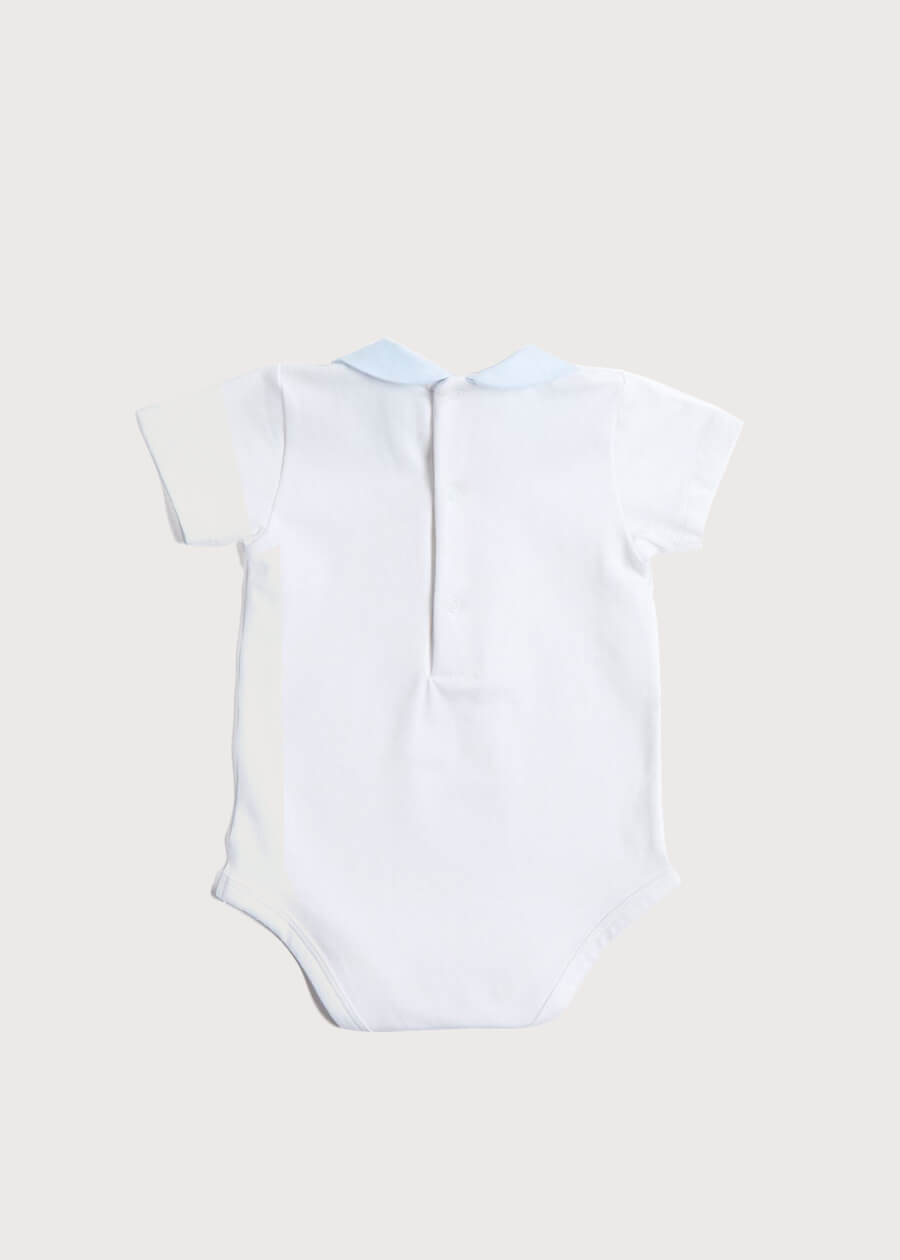 Bicycle Embroidered Collar Bodysuit in White (3mths-2yrs) Tops & Bodysuits  from Pepa London