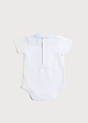 Bicycle Embroidered Collar Bodysuit in White (3mths-2yrs) Tops & Bodysuits  from Pepa London