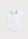 Bicycle Embroidered Collar Bodysuit in White (3mths-2yrs) Tops & Bodysuits  from Pepa London