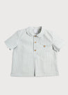 Striped Peter Pan Collar Shirt in Khaki Green (12mths-3yrs) Shirts  from Pepa London