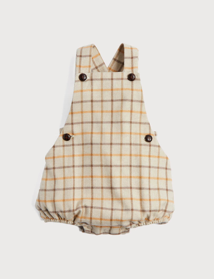Check Print Romper in Beige (6mths-2yrs) Rompers  from Pepa London