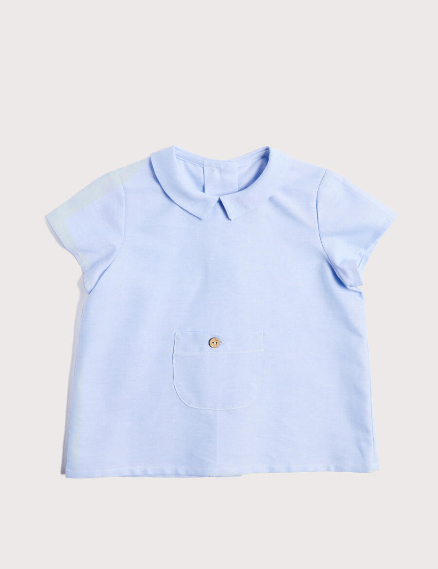 Classic Oxford Front Pocket Shirt in Light Blue (12mths-3yrs) Shirts  from Pepa London