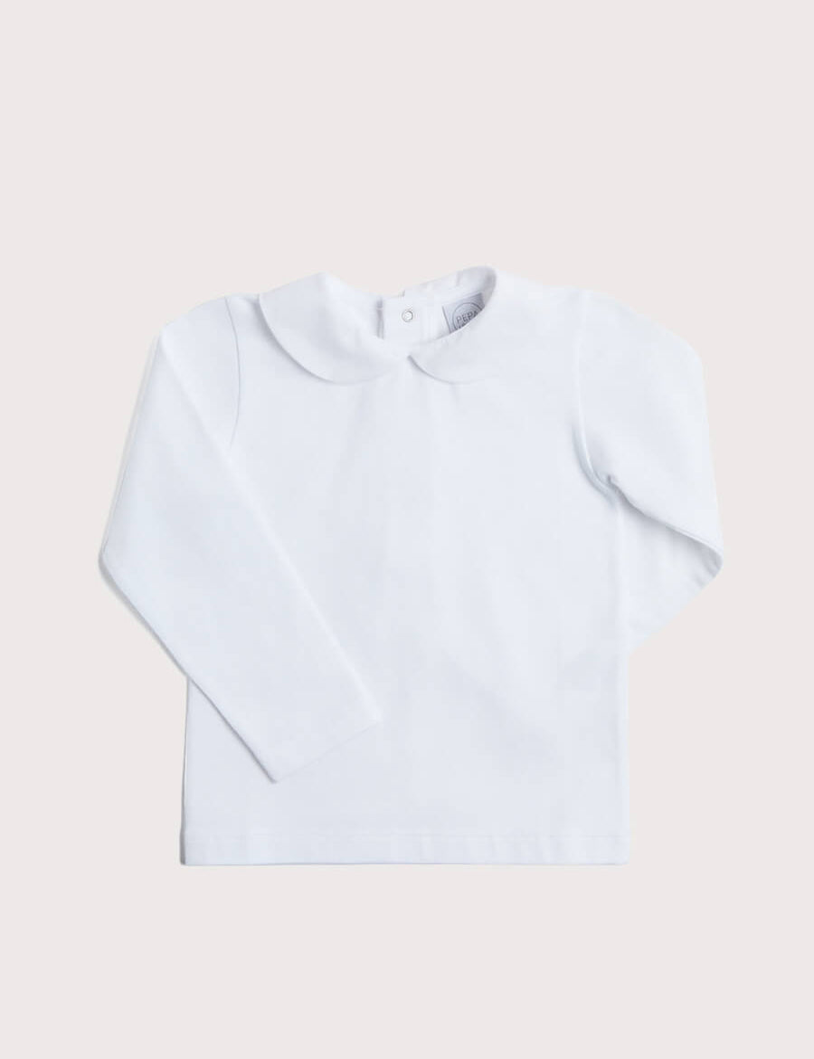 Peter Pan Collar Long Sleeve Top in White (2-5yrs) Tops & Bodysuits from Pepa London