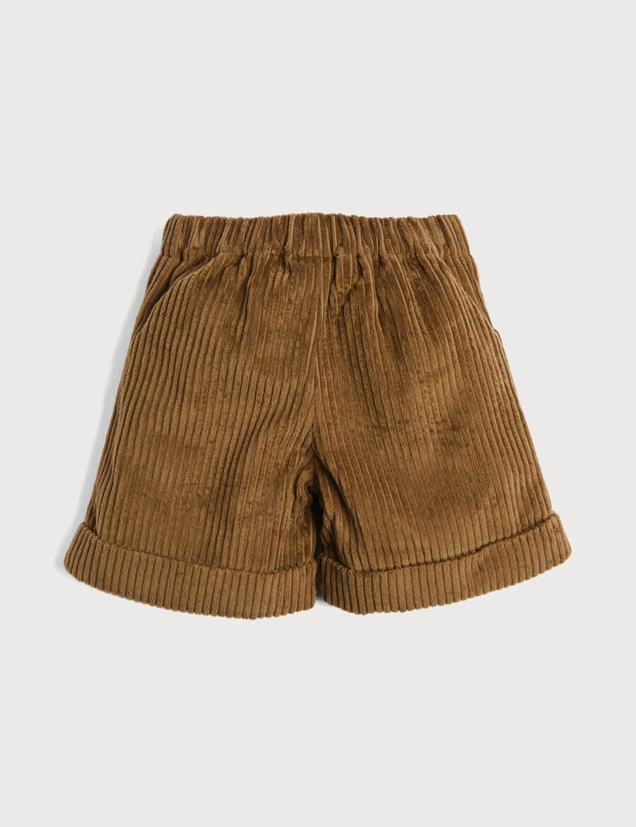 Corduroy Elasticated Waist Shorts in Brown (18mths-3yrs) Shorts  from Pepa London