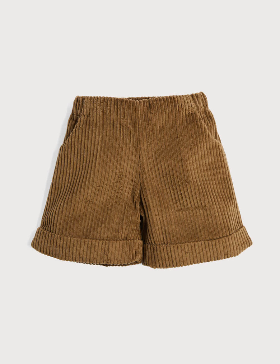 Corduroy Elasticated Waist Shorts in Brown (18mths-3yrs) Shorts  from Pepa London