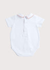 Embroidered Collar Bodysuit in White (3mths-2yrs) Tops & Bodysuits  from Pepa London