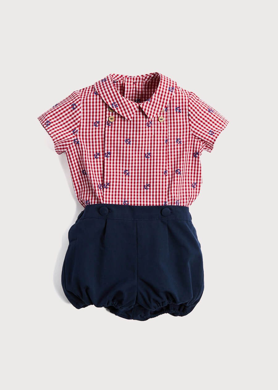 Embroidery Anchor Set in Red And Navy (6mths-3yrs) Sets  from Pepa London