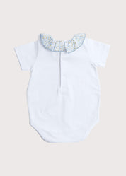 Floral Collar Cotton Bodysuit in Blue (3mths-2yrs) Tops & Bodysuits  from Pepa London