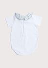 Floral Collar Cotton Bodysuit in Blue (3mths-2yrs) Tops & Bodysuits  from Pepa London