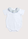 Floral Collar Cotton Bodysuit in Blue (3mths-2yrs) Tops & Bodysuits  from Pepa London