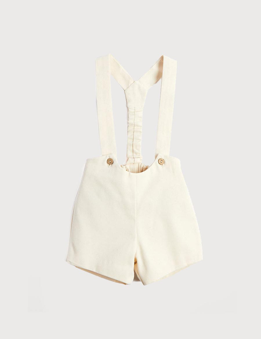 Button Detail Shorts with Braces in Beige (18mths-4yrs) Shorts from Pepa London