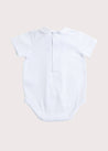 Giraffe Embroidered Collar Bodysuit in White (3mths-2yrs) Tops & Bodysuits  from Pepa London