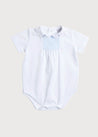Giraffe Embroidered Collar Bodysuit in White (3mths-2yrs) Tops & Bodysuits  from Pepa London