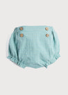 Gingham Check Button Bloomer in Dusty Green (0mths-2yrs) Bloomers  from Pepa London