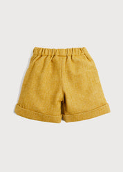 Herringbone Elasticated Waist Shorts in Mustard (18mths-3yrs) Shorts  from Pepa London