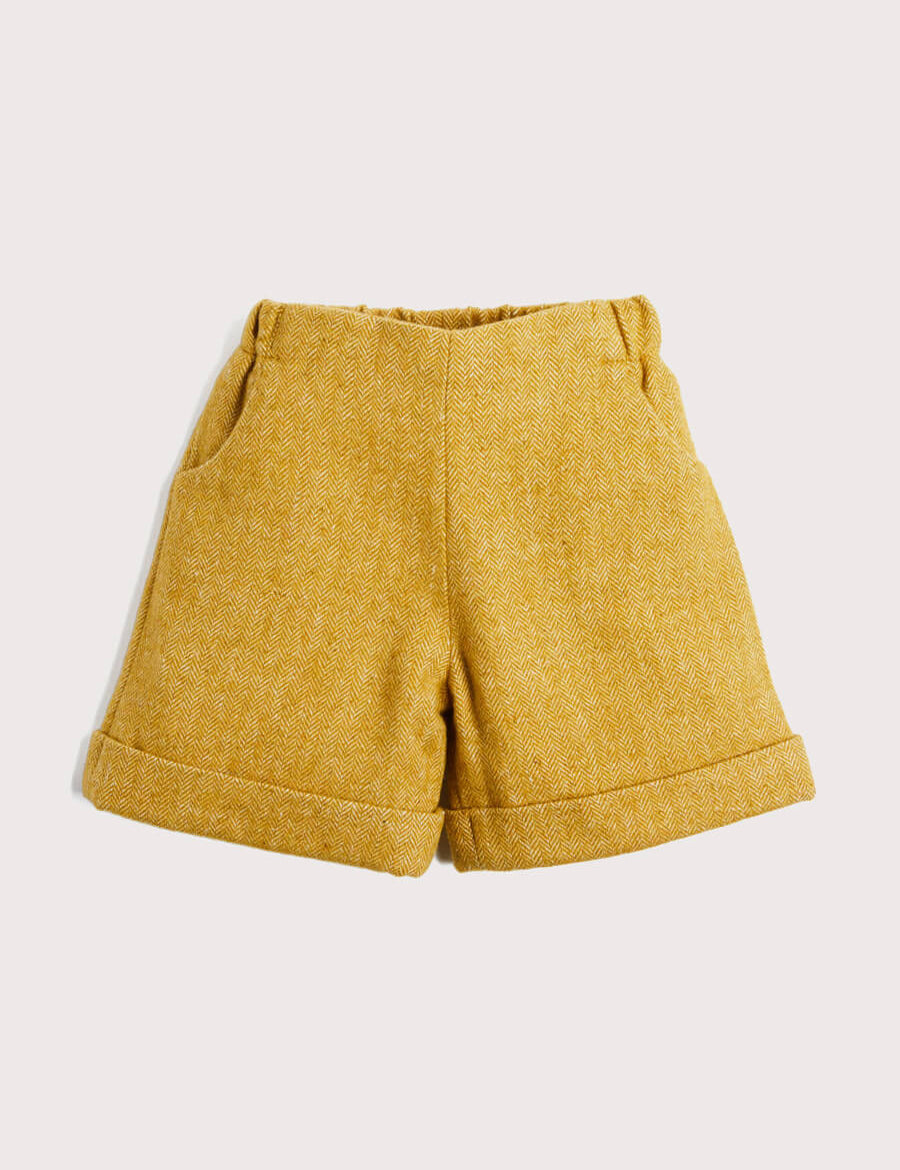 Herringbone Elasticated Waist Shorts in Mustard (18mths-3yrs) Shorts  from Pepa London