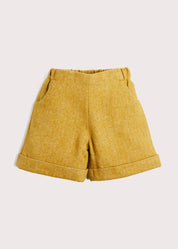 Herringbone Elasticated Waist Shorts in Mustard (18mths-3yrs) Shorts  from Pepa London
