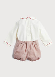 Herringbone Peter Pan Collar Long Sleeve Two Piece Set in Red (6mths-2yrs) Sets  from Pepa London