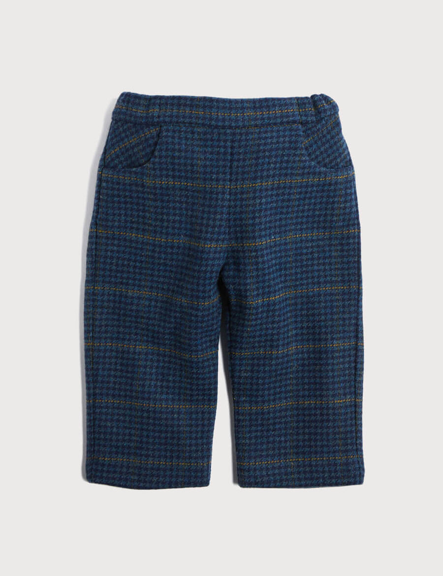 Houndstooth Pocket Detail Trousers in Blue (18mths-3yrs) Trousers  from Pepa London