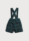 Tartan Shorts With Braces in Green (18mths-3yrs) Shorts  from Pepa London