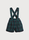 Tartan Shorts With Braces in Green (18mths-3yrs) Shorts  from Pepa London