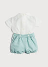 Peter Pan Collar Linen Two Piece Set in Teal (12mths-3yrs) Sets  from Pepa London