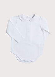 Peter Pan Collar Bodysuit in White (0mths-3yrs) Tops & Bodysuits from Pepa London