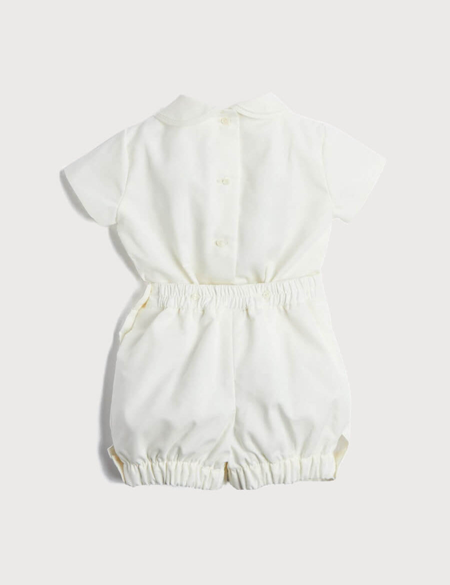 Peter Pan Collar Short Sleeved Two Piece Set in Ivory (12mths-4yrs) Sets from Pepa London