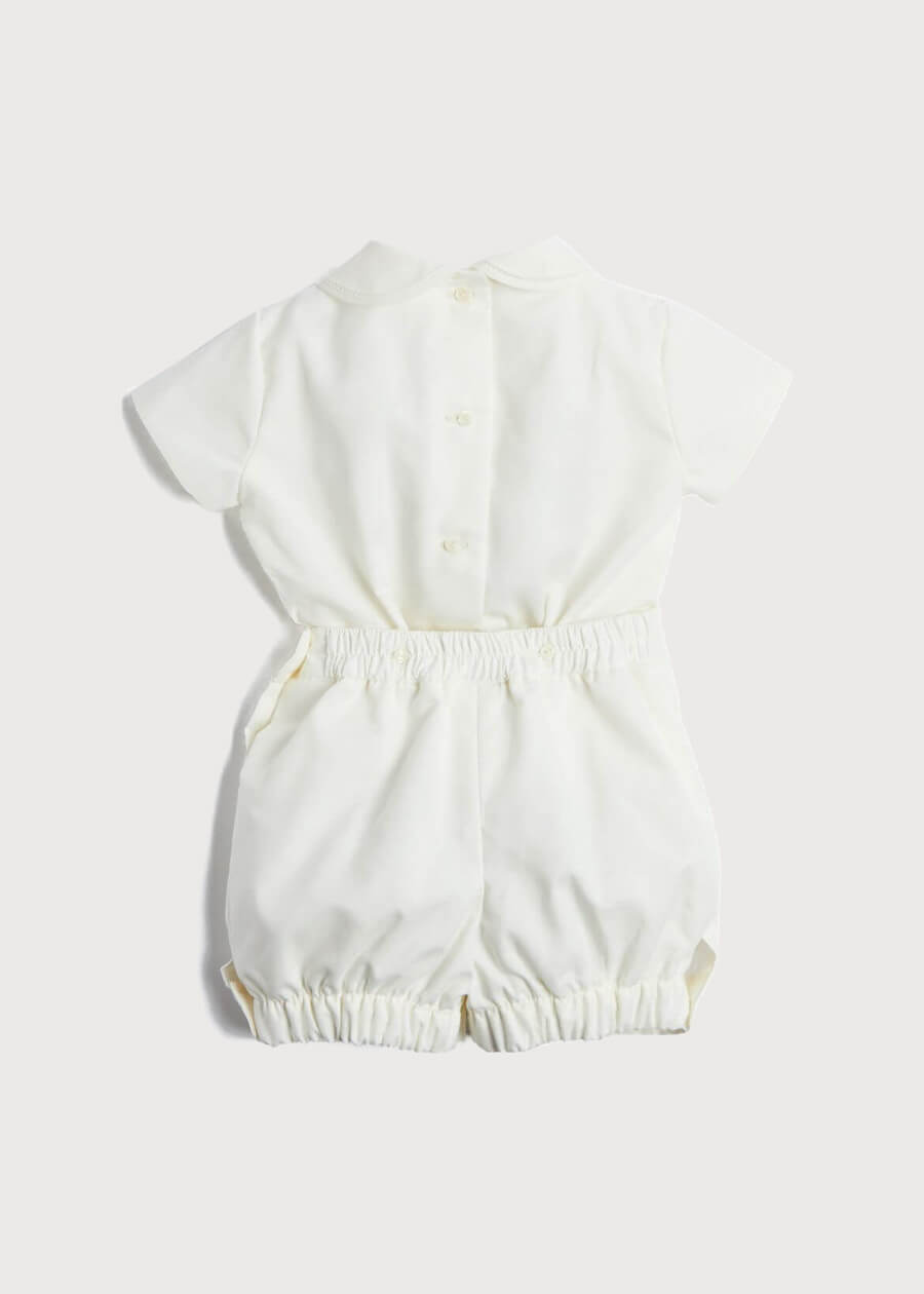 Peter Pan Collar Short Sleeved Two Piece Set in Ivory (12mths-4yrs) Sets from Pepa London