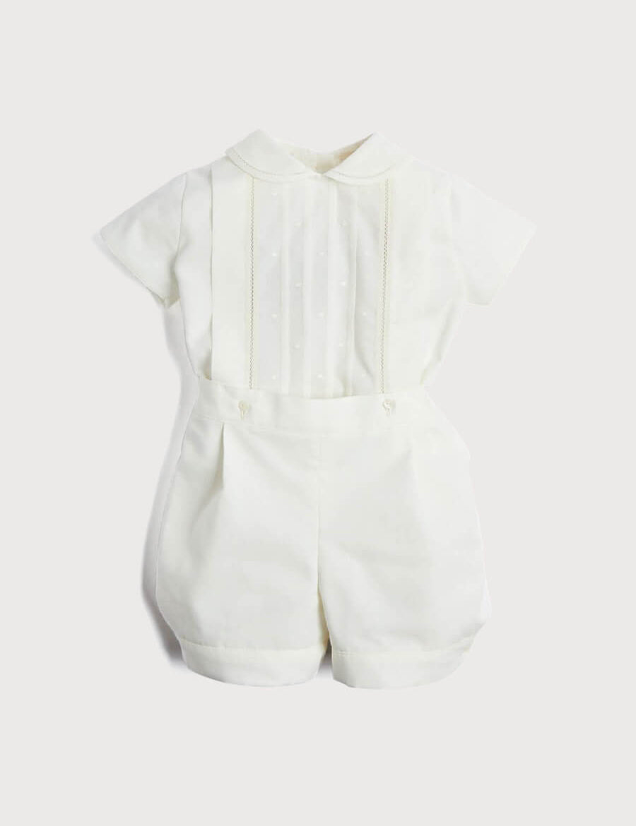 Peter Pan Collar Short Sleeved Two Piece Set in Ivory (12mths-4yrs) Sets from Pepa London