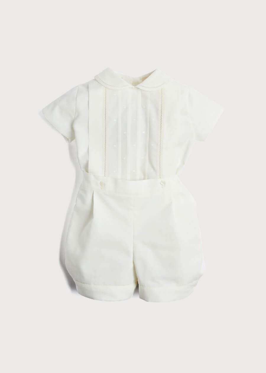 Peter Pan Collar Short Sleeved Two Piece Set in Ivory (12mths-4yrs) Sets from Pepa London