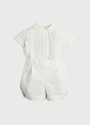 Peter Pan Collar Short Sleeved Two Piece Set in Ivory (12mths-4yrs) Sets from Pepa London