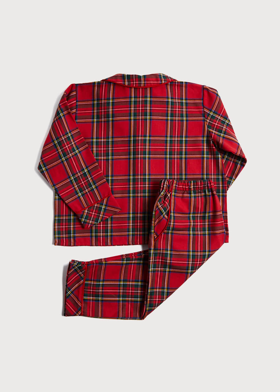Polo Collar Pocket Detail Pyjamas in Red Tartan (18mths-8yrs) Nightwear  from Pepa London