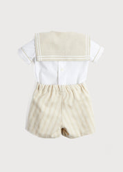 Sailor Collar Striped Set in Beige (12mths-6yrs) Sets from Pepa London